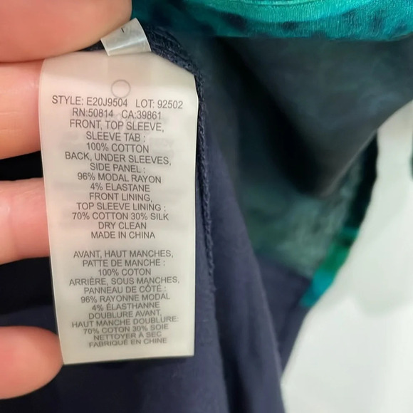 Elie Tahari Green Blue Abstract Print Zip Blouse Size Large - Picture 6 of 12